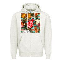 Oatmeal Heather american football snacks with serape and leopard Zipper Hoodie - BundleAndBundleShop