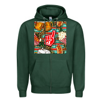 Sports Green american football snacks with serape and leopard Zipper Hoodie - BundleAndBundleShop