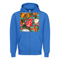 True Royal american football snacks with serape and leopard Zipper Hoodie - BundleAndBundleShop