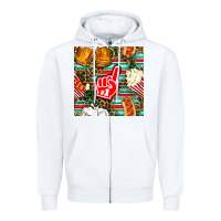 White american football snacks with serape and leopard Zipper Hoodie - BundleAndBundleShop