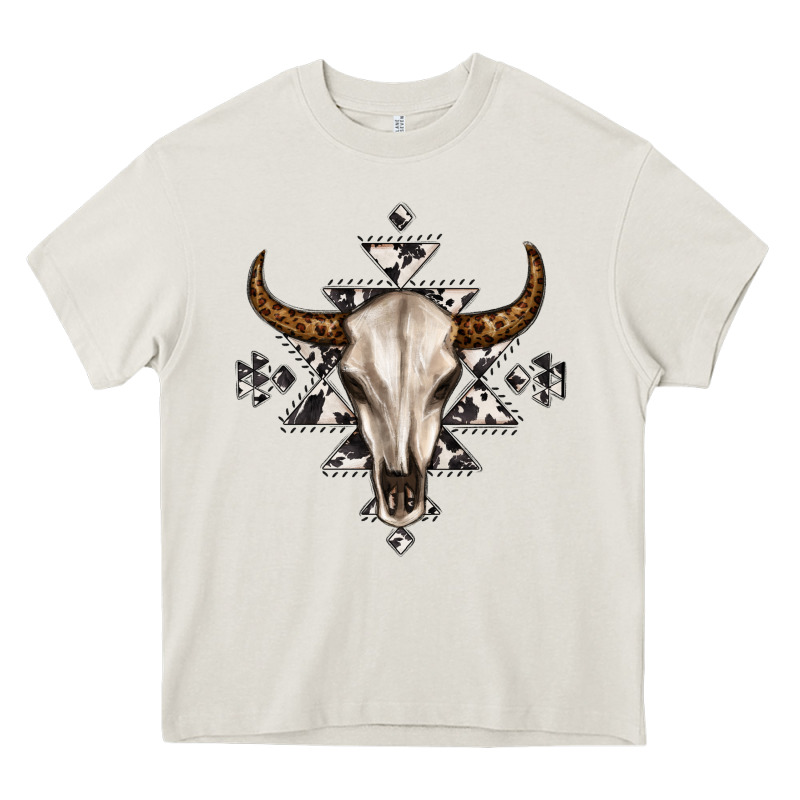 Bull Skull With Aztec Heavy Core Tee by MaliasSmallBusiness | Teevron