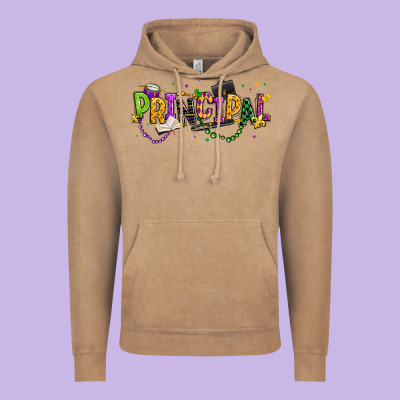 Mardi Gras Principal Vintage Hoodie Designed By Texasbilliewilder