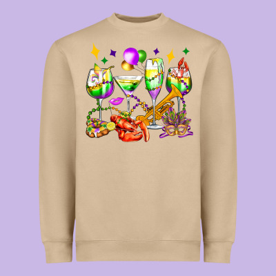 Mardi Gras Wine Glasses Olivia Heavyweight Sweatshirt Designed By Oliviacreatesart