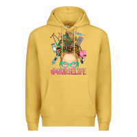 Antique Gold blonde messy bun nurse life Premium Hoodie - RanaPortraitStore