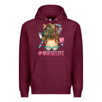Burgundy blonde messy bun nurse life Premium Hoodie - RanaPortraitStore