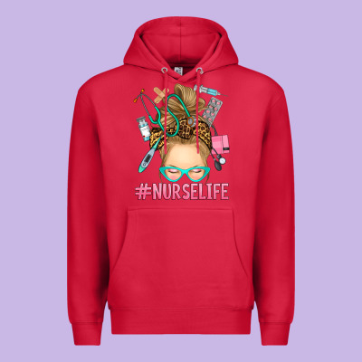 Blonde Messy Bun Nurse Life Premium Hoodie Designed By Ranaportraitstore