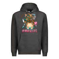 Charcoal Heather blonde messy bun nurse life Premium Hoodie - RanaPortraitStore