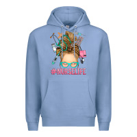 Colony Blue blonde messy bun nurse life Premium Hoodie - RanaPortraitStore