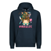 Navy blonde messy bun nurse life Premium Hoodie - RanaPortraitStore