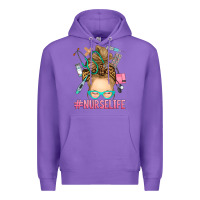 Purple blonde messy bun nurse life Premium Hoodie - RanaPortraitStore