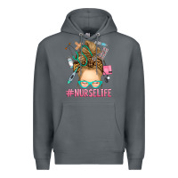 Rock blonde messy bun nurse life Premium Hoodie - RanaPortraitStore