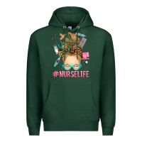 Sports Green blonde messy bun nurse life Premium Hoodie - RanaPortraitStore