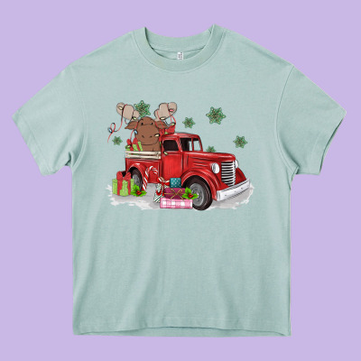 Christmas Truck Heavy Core Tee Designed By Maliassmallbusiness