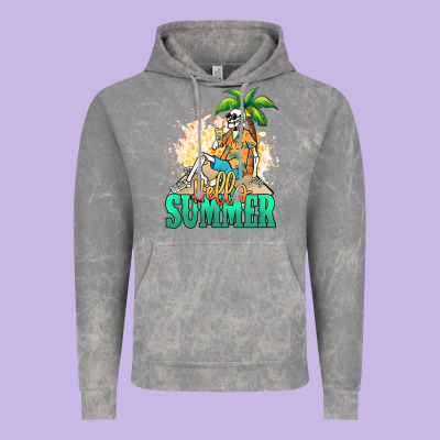 Hello Summer Skeleton Vintage Hoodie Designed By Nancycooperartshop