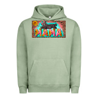 Pigment Oil Green mama with baby bear and leopard license plate Urban Hoodie - Artiststas