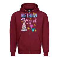 Burgundy birthday girl 6 Zipper Hoodie - BundleAndBundleShop