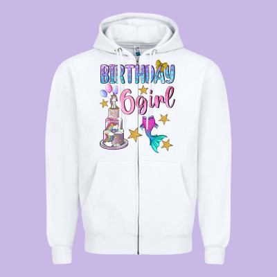 Birthday Girl 6 Zipper Hoodie Designed By Bundleandbundleshop