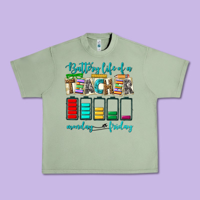 Battery Life Of A Teacher Monday Friday Urban Heavy Tee Designed By Nancycooperartshop