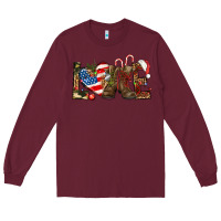 Burgundy Army christmas love 4th Of July Long Sleeve Tee - HowdyJamesFarm