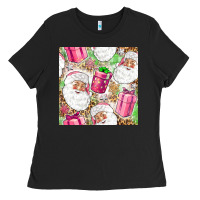 Pink Christmas Santa Claus And Gift Box Ladies Tee | Teevron