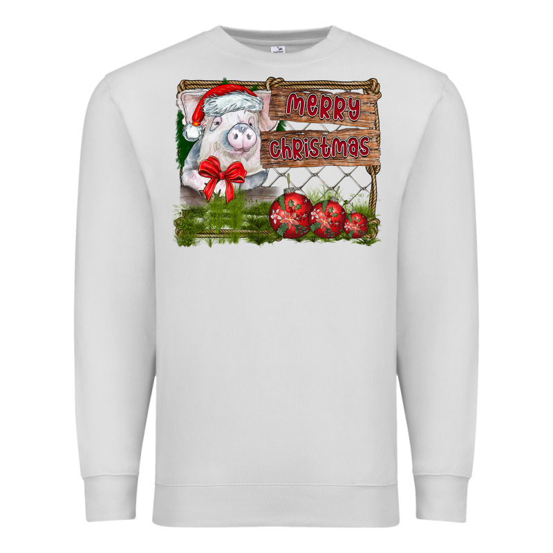 Merry Christmas Pig Premium Sweatshirt by CowhideDigitalArt | Teevron