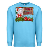 Ocean Blue merry Christmas pig Premium Sweatshirt - CowhideDigitalArt