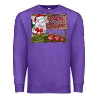 Purple merry Christmas pig Premium Sweatshirt - CowhideDigitalArt