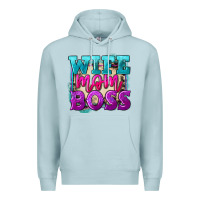 Blue Mist wife mom boss Premium Hoodie - FaDigitalArtStudio