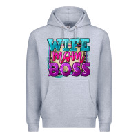 Heather Grey wife mom boss Premium Hoodie - FaDigitalArtStudio