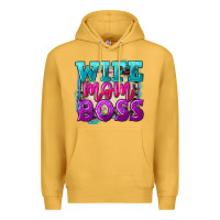 Mustard wife mom boss Premium Hoodie - FaDigitalArtStudio