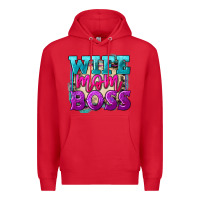 Red wife mom boss Premium Hoodie - FaDigitalArtStudio