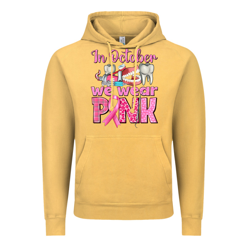 In October We Wear Pink Breast Cancer Awareness Vintage Hoodie by texasbilliewilder | Teevron