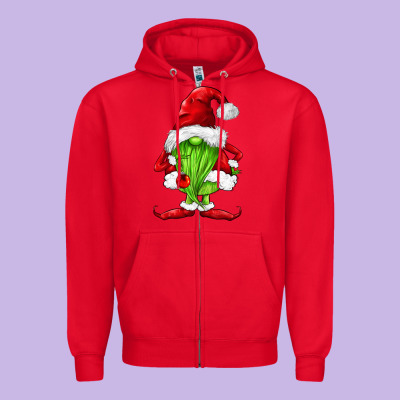 Green Christmas Gnomes Zipper Hoodie Designed By Fadigitalartstudio
