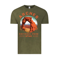 Vintage Olive Cool Arches National Park Utah Vintage Tee - minhPixels