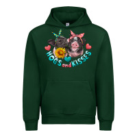 Forest Green hogs and kisses pigs Urban Hoodie - Artiststas