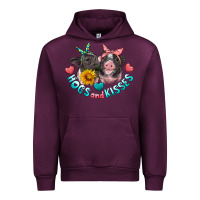 Mauve Wine hogs and kisses pigs Urban Hoodie - Artiststas