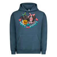 Pigment Midnight Navy hogs and kisses pigs Urban Hoodie - Artiststas