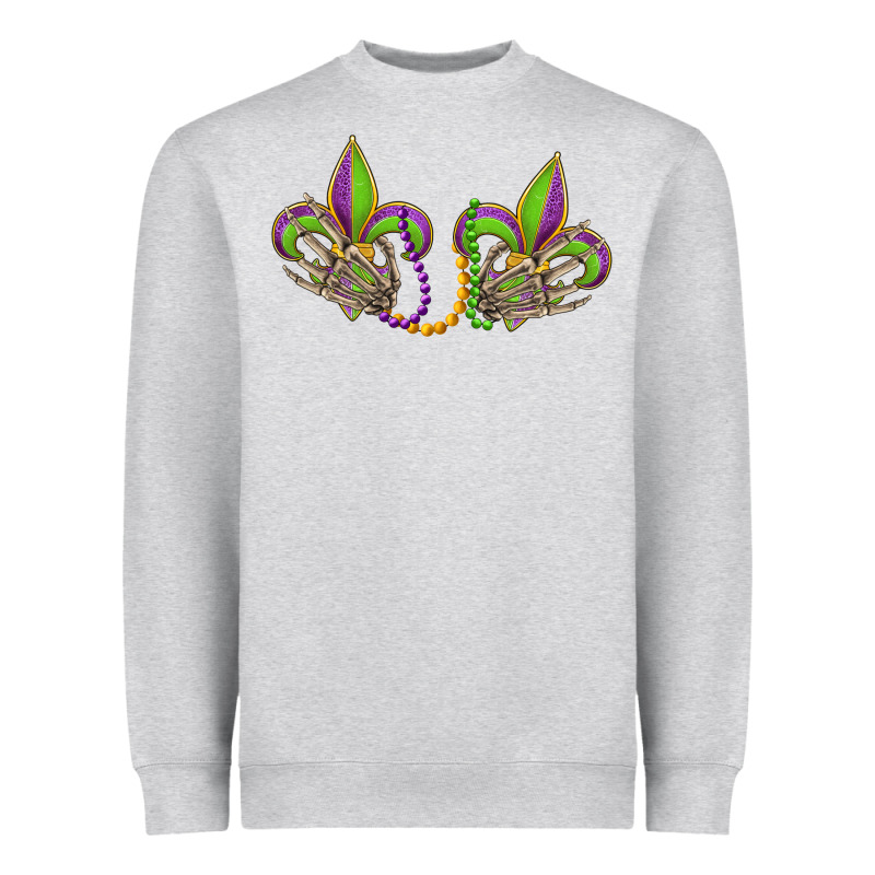 Skeleton Hands Mardi Gras Heavyweight Sweatshirt by OliviaCreatesArt | Teevron