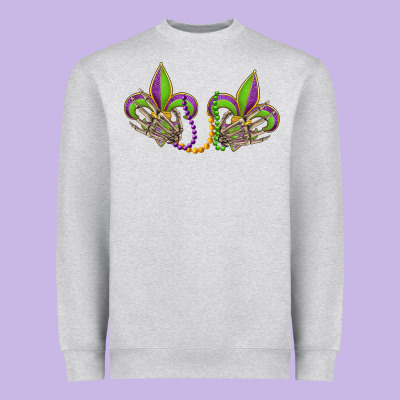 Skeleton Hands Mardi Gras Heavyweight Sweatshirt Designed By Oliviacreatesart