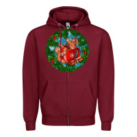 Burgundy gingerbread men with hot chocolate Zipper Hoodie - BundleAndBundleShop