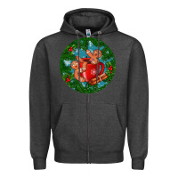 Charcoal Heather gingerbread men with hot chocolate Zipper Hoodie - BundleAndBundleShop