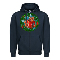 Navy gingerbread men with hot chocolate Zipper Hoodie - BundleAndBundleShop