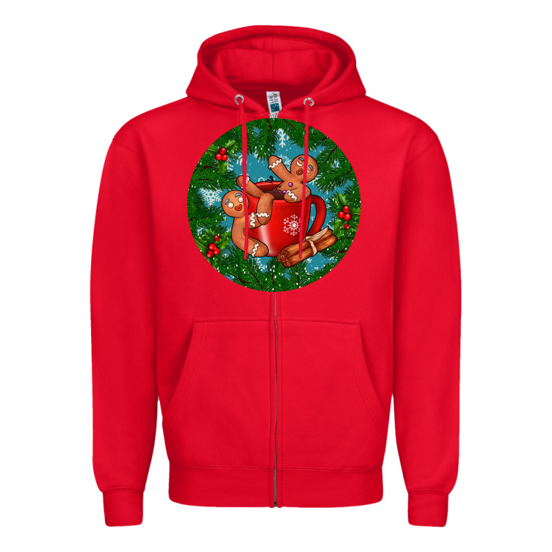 Gingerbread Men With Hot Chocolate Zipper Hoodie by BundleAndBundleShop | Teevron