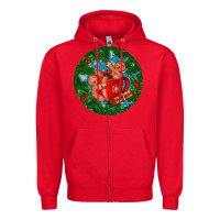 Red gingerbread men with hot chocolate Zipper Hoodie - BundleAndBundleShop