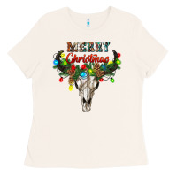 Bone merry christmas bull skull Ladies Tee - RanaPortraitStore