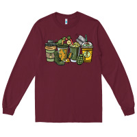 Burgundy Army coffee cups 4th of july Long Sleeve Tee - HowdyJamesFarm