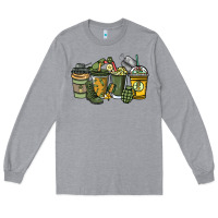 Heather Grey Army coffee cups 4th of july Long Sleeve Tee - HowdyJamesFarm