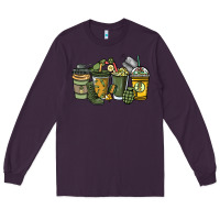 Plum Army coffee cups 4th of july Long Sleeve Tee - HowdyJamesFarm