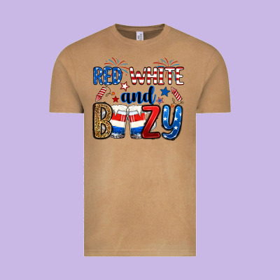 Red White And Boozy Vintage Tee Designed By Ranaportraitstore