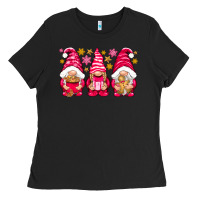 Black Pink Christmas gnomes Ladies Tee - NancyCooperArtShop